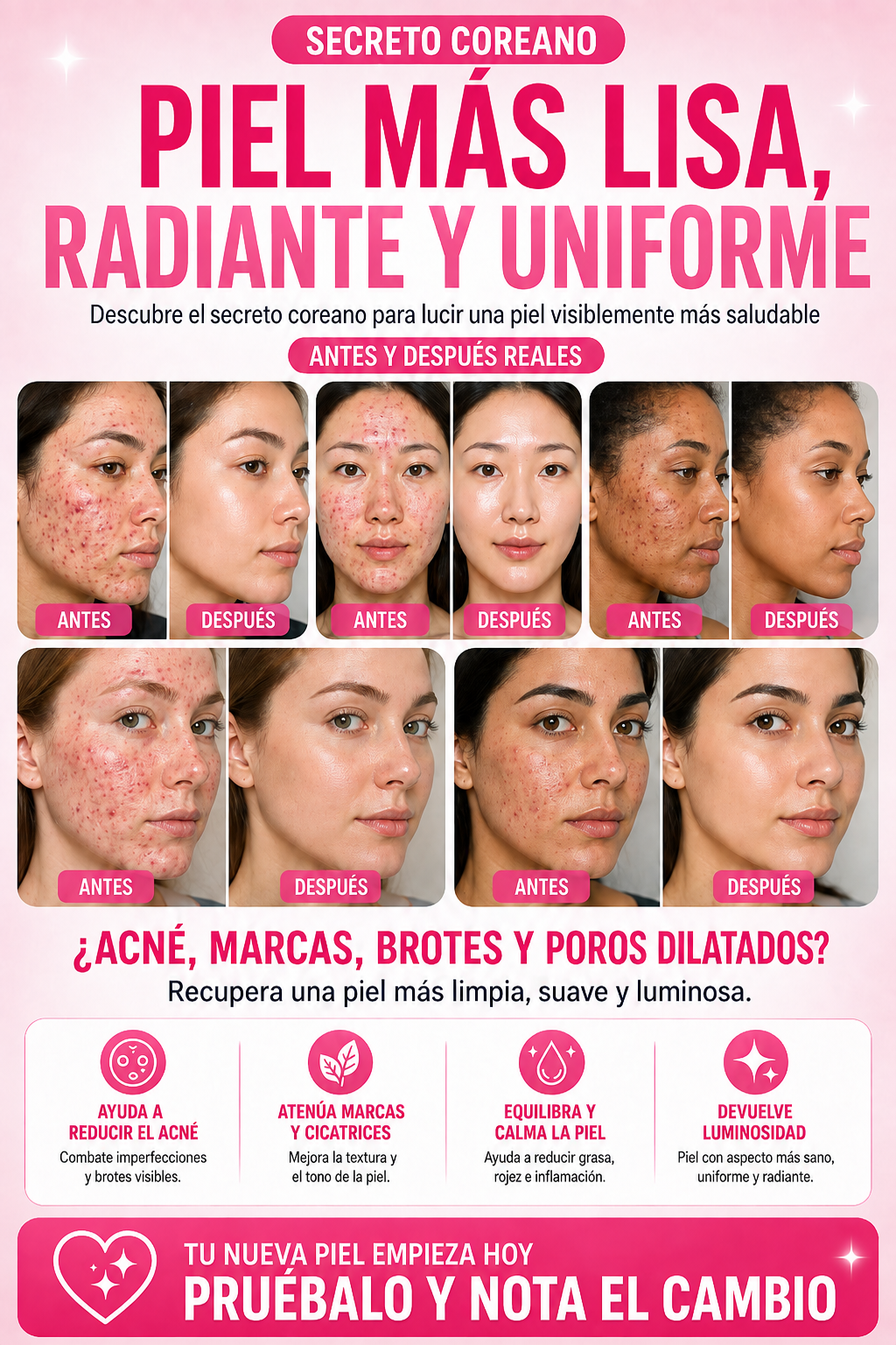 Transforma tu piel: resultados antes y después del método coreano